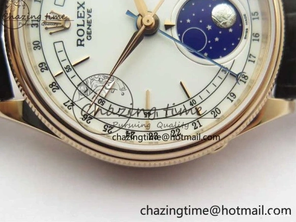 MiroTime 0320 Cellini 50535 Moonphase RG GMF Best Edition White Dial on Brown Leather Strap A Lightweight 2634